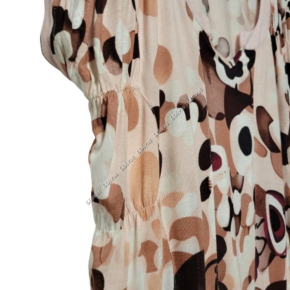 Sleeveless Casual Light Pink And Brown Polka Dot Tunic Blouse Top Size XL - Picture 3 of 9